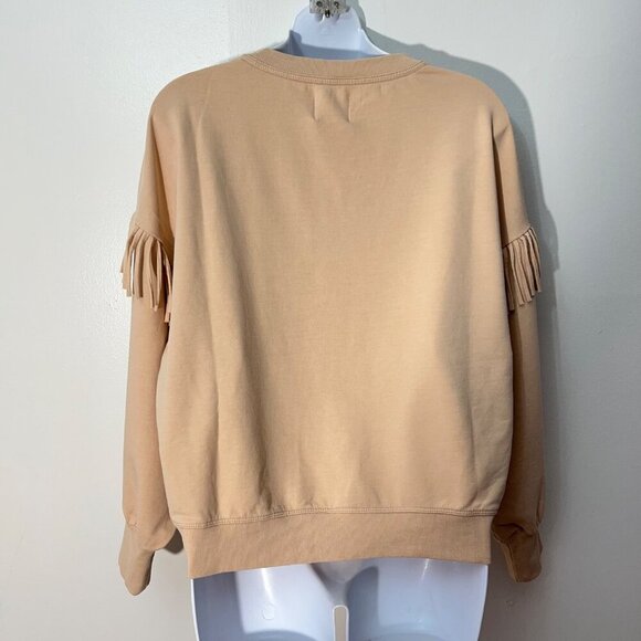 Sundays “Jane” Fringe Trimmed Sweatshirt In Ivory Smoke Size Med - Picture 4 of 10